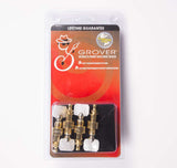 Grover 120G Planetary Geared Banjo Pegs, Set of 4 Gold, Square Pearloid buttons