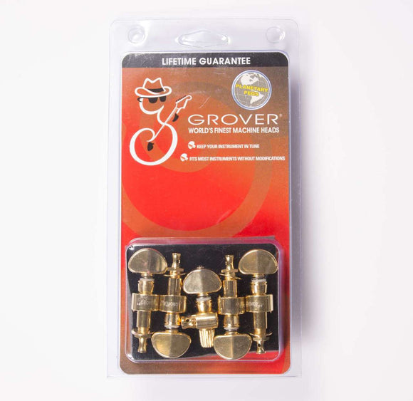 Grover 121G5 Planetary Geared Banjo Pegs. Set of 5, Gold with metal buttons