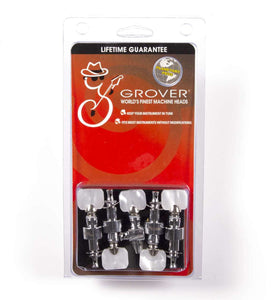 Grover 122C5 Planetary Geared Banjo Pegs. Set of 5, Chrome with square pearloid buttons