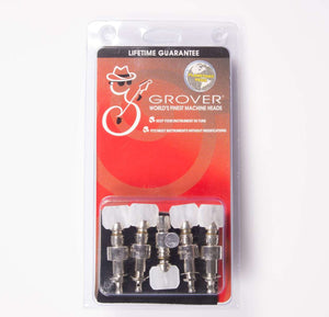 Grover 122N5 Geared Banjo Pegs. Set of 5, Nickel with square pearloid buttons