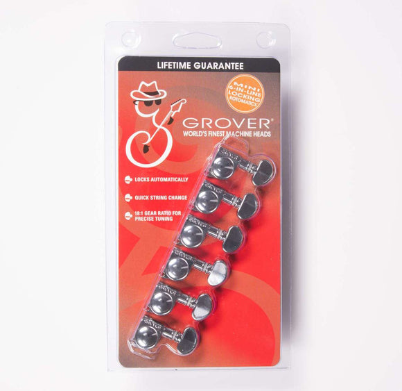 Grover 406C6 Mini Locking Rotomatic 6 In line Tuners Chrome