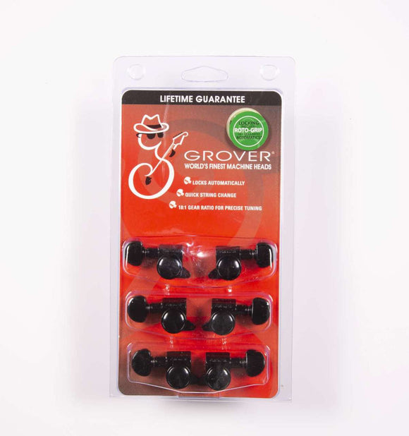 Genuine Grover Mini Roto-Grip Locking Black 3+3 Rotomatic set