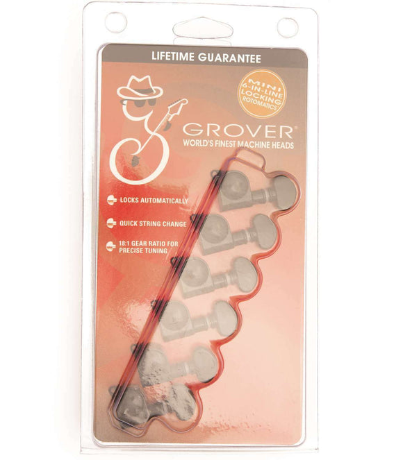 Genuine Grover Mini Locking Rotomatic Black 18:1 Lefty 6 Inline set 406BCL6