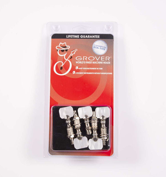 Genuine Grover Perma Tension Banjo Pegs Nickel, pearloid buttons set of 4