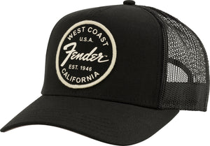 Fender West Coast Trucker Hat, Black One Size Fits Most 919-0134-000 | SportHiTech