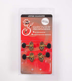 Genuine Grover Sta-Tite 9GB Tuners for Ukulele, Set 2+2 Gold, black button