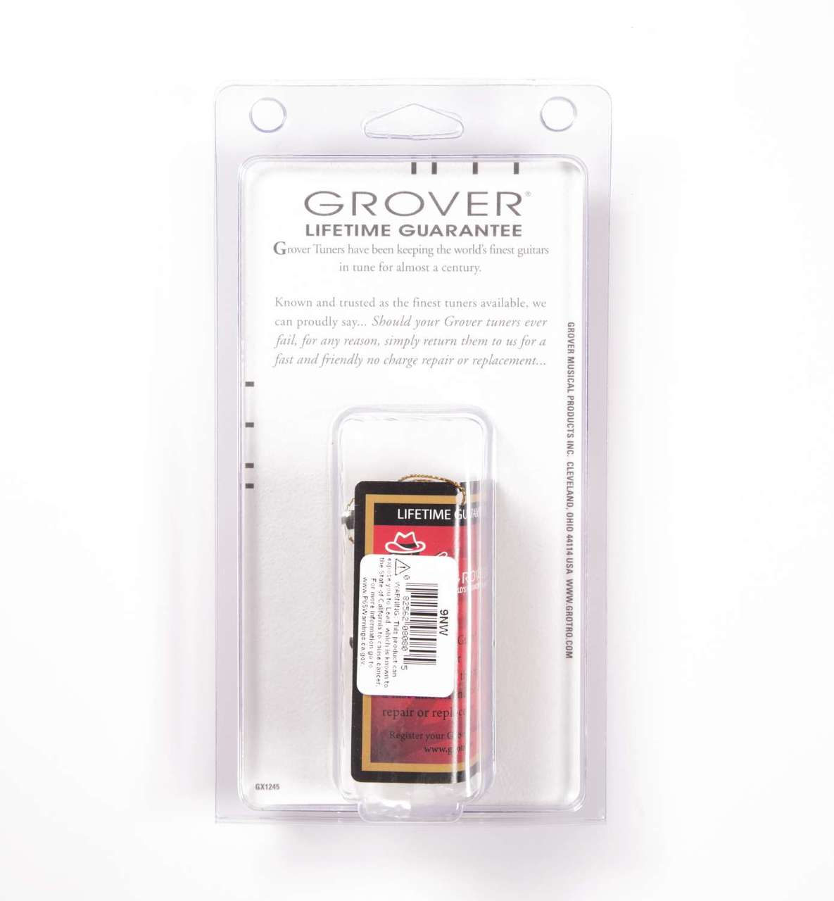 Grover 9NW Sta-Tite – Lot De 4 Mécaniques Ukulélé Bouton Noir, Finition Nickel De Qualité Pro