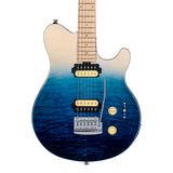 Sterling by Music Man Axis Guitar, Quilted Maple, Spectrum Blue