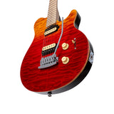 Sterling by Music Man Axis Guitar, Quilted Maple, Spectrum Red