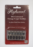 Genuine Highwood Contoured Saddles, Set of 6, 2-7/32" vintage spacing, Nickel