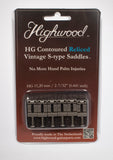 Genuine Highwood Contoured Saddles, Set of 6, 2-7/32" vintage spacing, Aged Relic Nickel