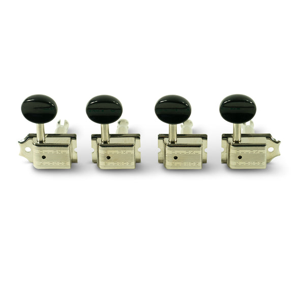 Kluson 4 In Line Deluxe Series Tuning Machines For Ukulele With Black Plastic Button | SportHiTech