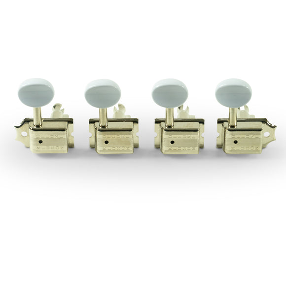Kluson 4 In Line Deluxe Series Tuning Machines For Ukulele With White Plastic Button | SportHiTech