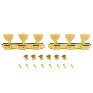 Kluson 3 On A Plate Deluxe Series Tuning Machines - Single Line - Standard Post - Gold With Butterfly Plastic Buttons | SportHiTech