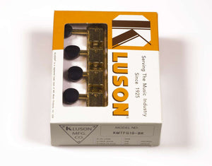 Kluson Supreme F Type Gold Mandolin tuners, 18:1 Ratio, Black Buttons