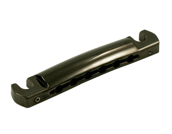 Kluson Lightweight Aluminum Wraparound Stop Bar Black W/Steel Studs - KLP-1124B