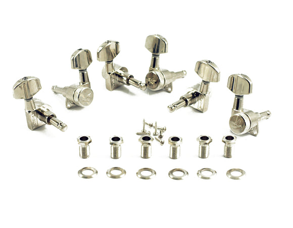 Kluson Locking Tuners, 3x3 - Large Metal Button, Nickel 3801N