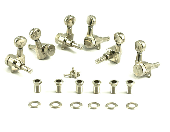 Kluson Locking Tuners - 6 in line, Oval metal button, Nickel 3805NL