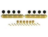 Kluson Supreme A Type Gold Mandolin tuners, 18:1 Ratio, Black Buttons