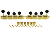 Kluson Supreme F Type Gold Mandolin tuners, 18:1 Ratio, Black Buttons