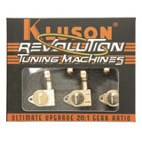 Kluson 3x3 Revolution E-Mount 90deg 20:1 ratio Tuners, Gold