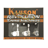 Kluson 3x3 Revolution E-Mount 90deg 20:1 ratio Locking Tuners, Nickel