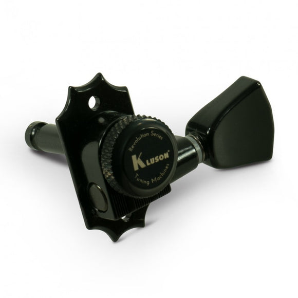 Kluson Locking Revolution Series G-Mount Non-Collared Tuning Machines, 3x3 KRGLNC-3-B | SportHiTech