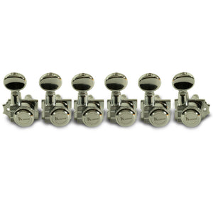 Kluson 6 In Line Locking Revolution Series H-Mount Tuning Machines With Staggered Posts Chrome | SportHiTech