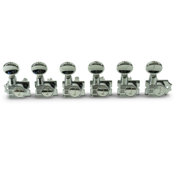 Kluson 6 In Line Revolution Series H-Mount Tuning Machines With Staggered Posts Chrome | SportHiTech