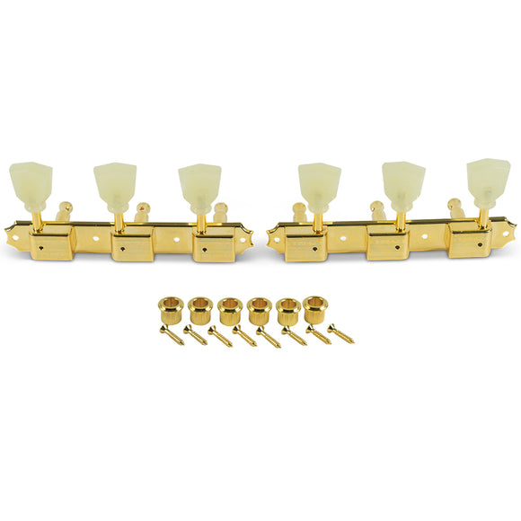 Kluson 3 On A Plate Supreme Series Tuning Machines Gold With Plastic Keystone Button | SportHiTech