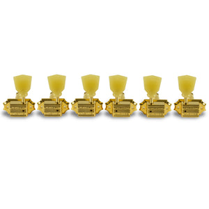 Kluson 3 Per Side Vintage Diecast Series Non-Collared Tuning Machines Gold With Plastic Keystone Button | SportHiTech