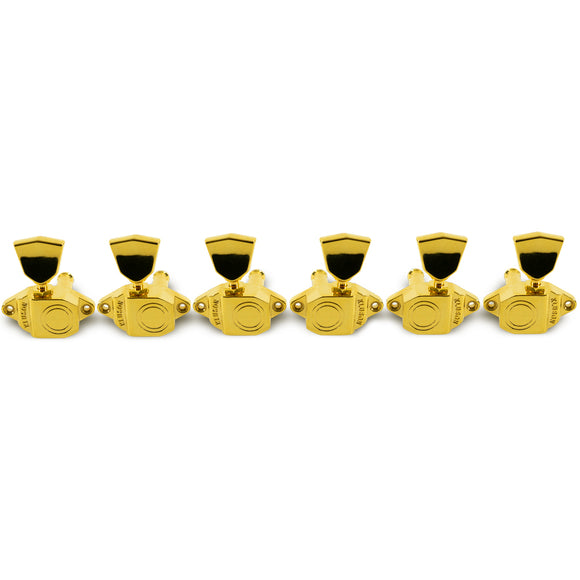 Kluson 3 Per Side Vintage Diecast Sealfast Tuning Machines Gold with Metal Keystone Buttons | SportHiTech