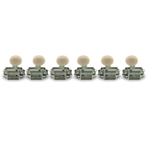 Kluson 3 Per Side Vintage Diecast Series Tuning Machines Chrome With Parchment Plastic Button | SportHiTech