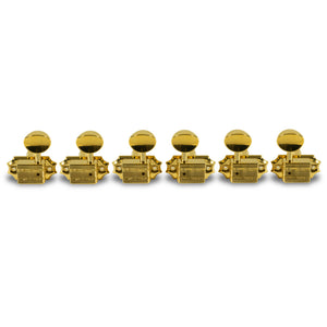 Kluson 3 Per Side Vintage Diecast Series Tuning Machines Gold With Metal Oval Button | SportHiTech