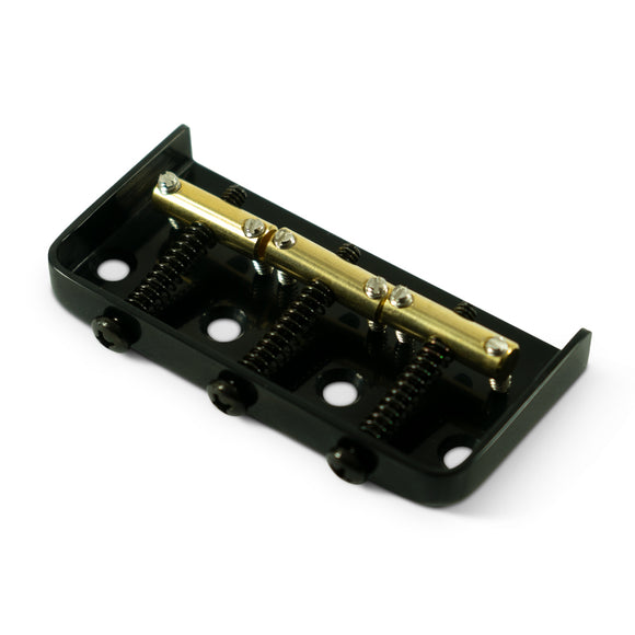 Kluson 1/2 Size Replacement Bridge For Fender Telecaster Steel With Brass Saddles - Gloss Black | SportHiTech