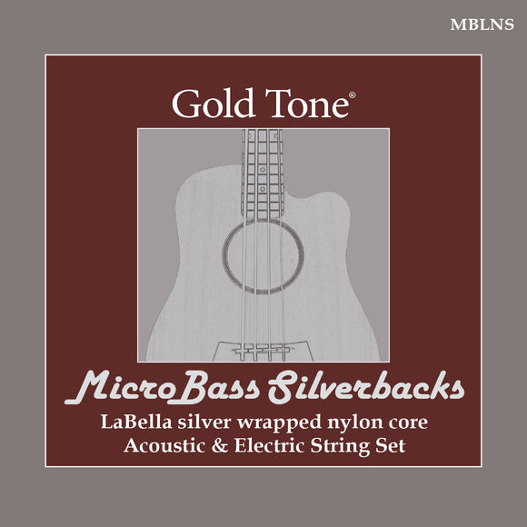Gold Tone MBLNS MicroBass LaBella 'Silverback' Silver-Wrapped Nylon Strings