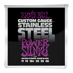 Ernie Ball Power Slinky Stainless Steel Wound Electric Guitar Strings 11-48