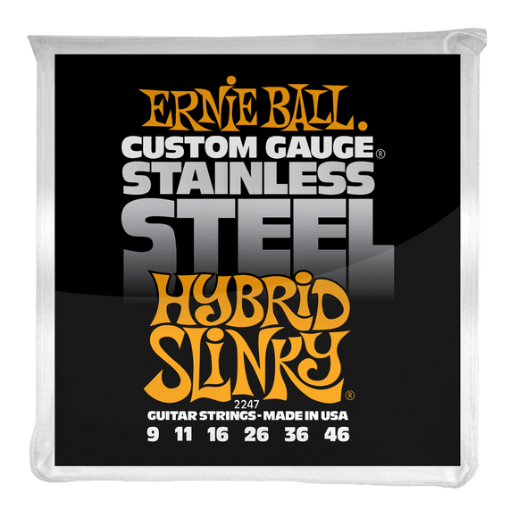 Ernie Ball Hybrid Slinky Stainless Steel Wound Electric Guitar Strings 9-46