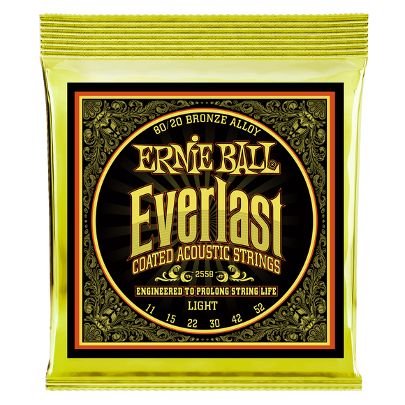 Ernie Ball Everlast Coated 80/20 Bronze Light Acoustic Guitar Strings