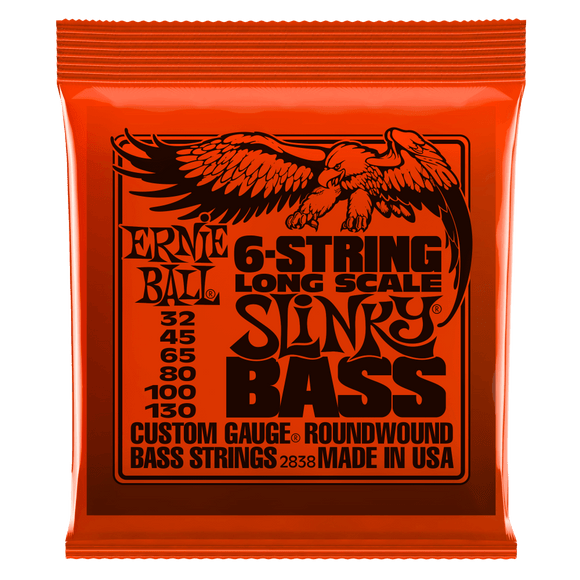 Ernie Ball Slinky Long Scale Nickel Wound 6 String Electric Bass Strings 32-130