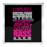 Ernie Ball Super Slinky Stainless Steel Electric Bass Strings 45-100