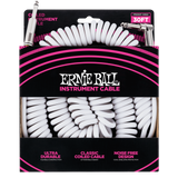 Ernie Ball 30ft  White Vintage Classic Coiled Straight/Angled Instrument cable P06045