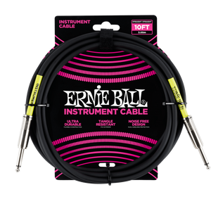 Ernie Ball 10ft  Black Straight/Straight Instrument cable P06048