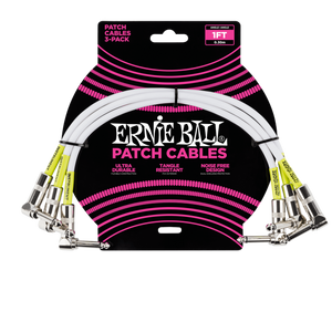 Ernie Ball 1' Angle / Angle Patch Cable 3-Pack White P06055