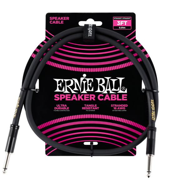Ernie Ball 3ft  straight/straight Black speaker cable P06071