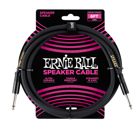 Ernie Ball 6ft  straight/straight Black speaker cable P06072