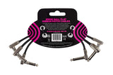 Ernie Ball 6 inch Flat Ribbon Patch Cable, Black, 3-Pack P06221