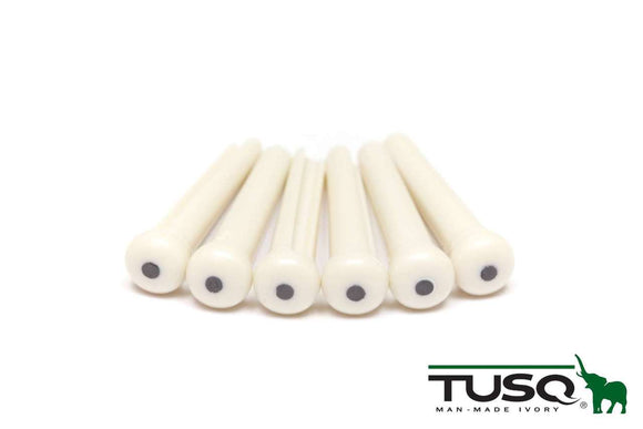 Graph Tech Tusq Traditional Style Bridge Pins, White with black dot inlay