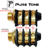 Pure Tone Multi contact 1/4" PCB-mount jack, non-shunting, gold PTT6G