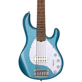 Sterling by Music Man Stingray Bass 5 String Blue Sparkle with Roasted Maple